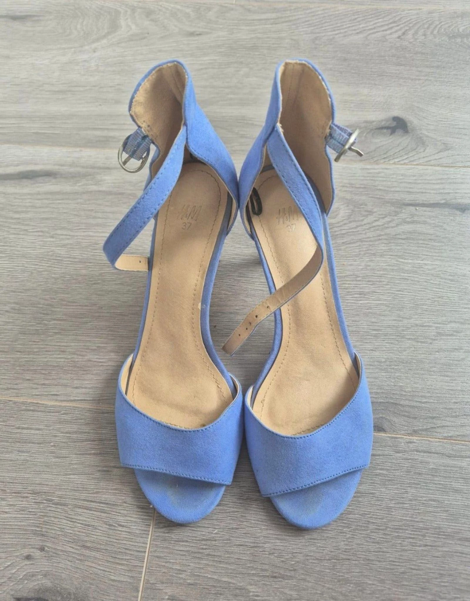 H&M Light Blue Suede-Look Heels with Ankle Strap | Size 37 – photo 5